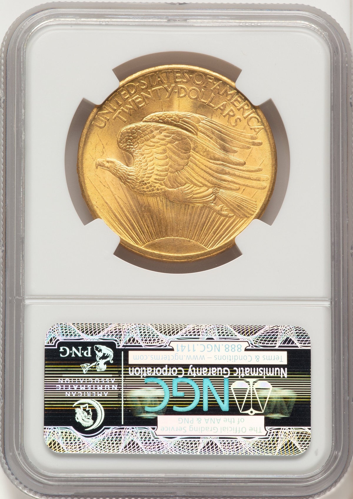 1908 $20 NO MOTTO Saint-Gaudens Double Eagle NGC MS66+