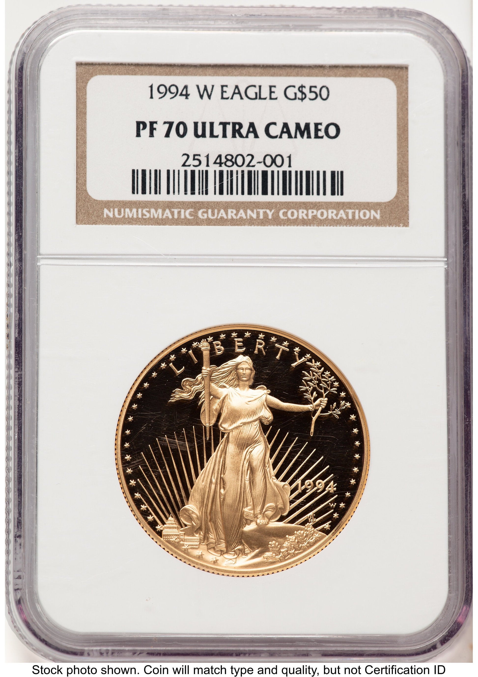 1994-W Proof Gold Eagle 1 oz Brown Label NGC PF70
