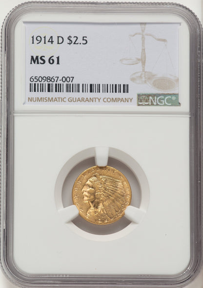 1914-D $2.50 Indian Quarter Eagle NGC MS61