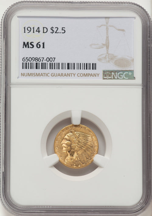 1914-D $2.50 Indian Quarter Eagle NGC MS61