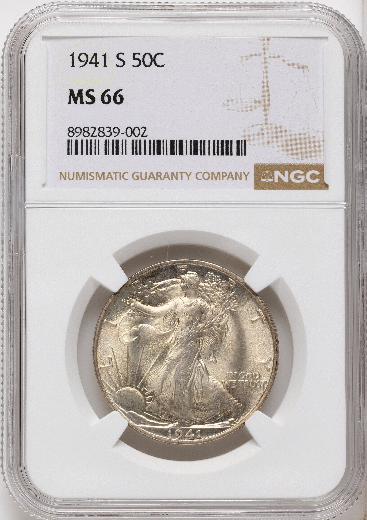 1941-S 50C Walking Liberty Half Dollar NGC MS66