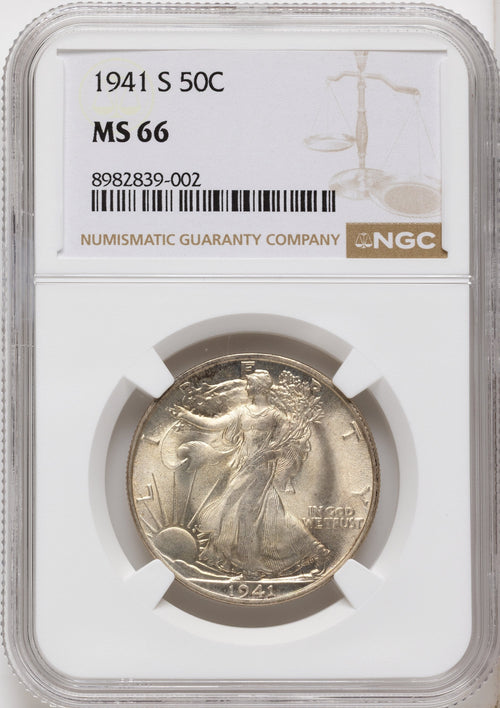 1941-S 50C Walking Liberty Half Dollar NGC MS66