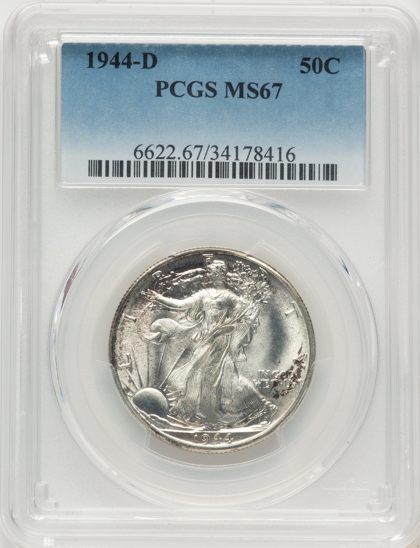 1944-D 50C Walking Liberty Half Dollar PCGS MS67