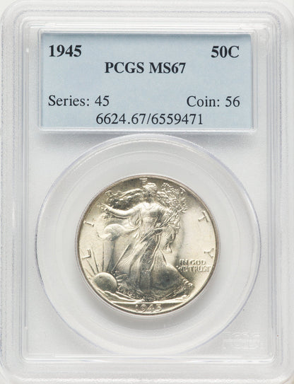 1945 50C Walking Liberty Half Dollar PCGS MS67