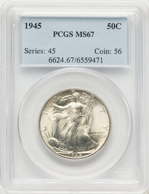 1945 50C Walking Liberty Half Dollar PCGS MS67