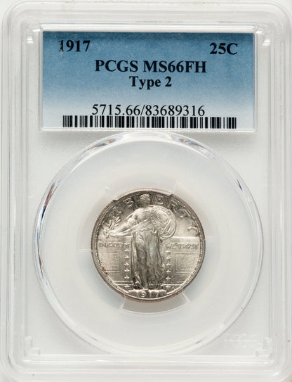 1917 25C Type Two FH Standing Liberty Quarter PCGS MS66