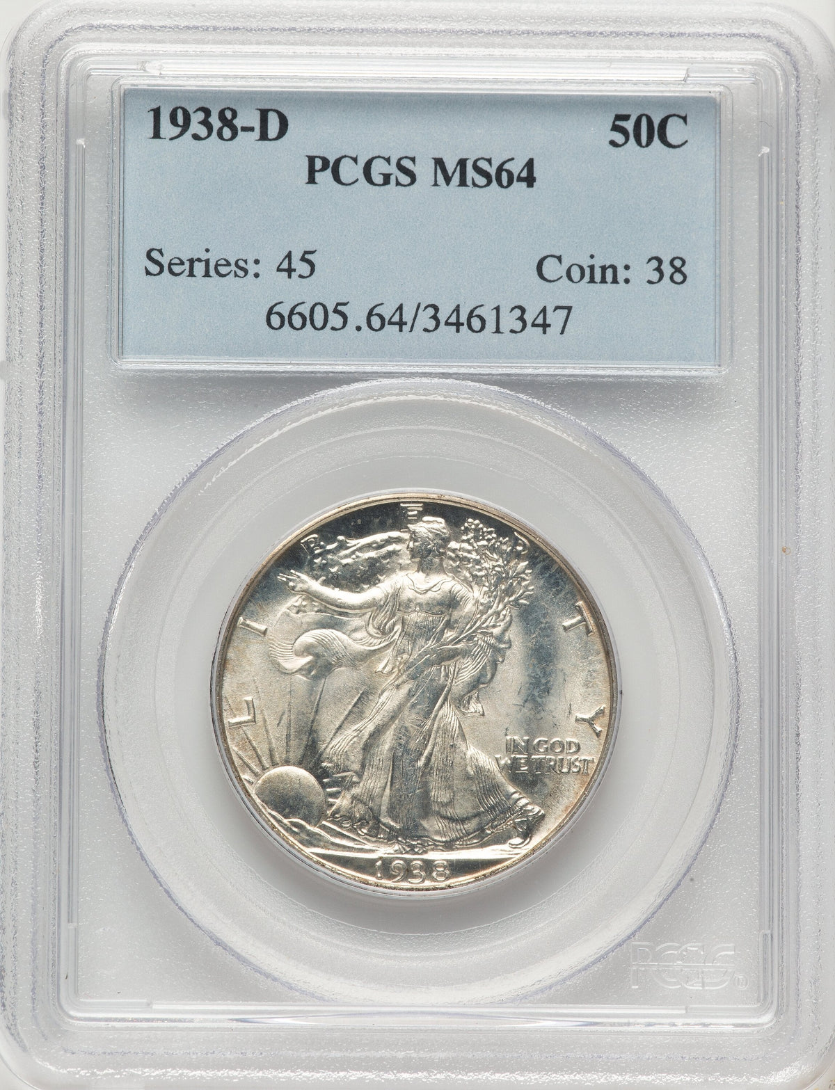 1938-D 50C Walking Liberty Half Dollar PCGS MS64