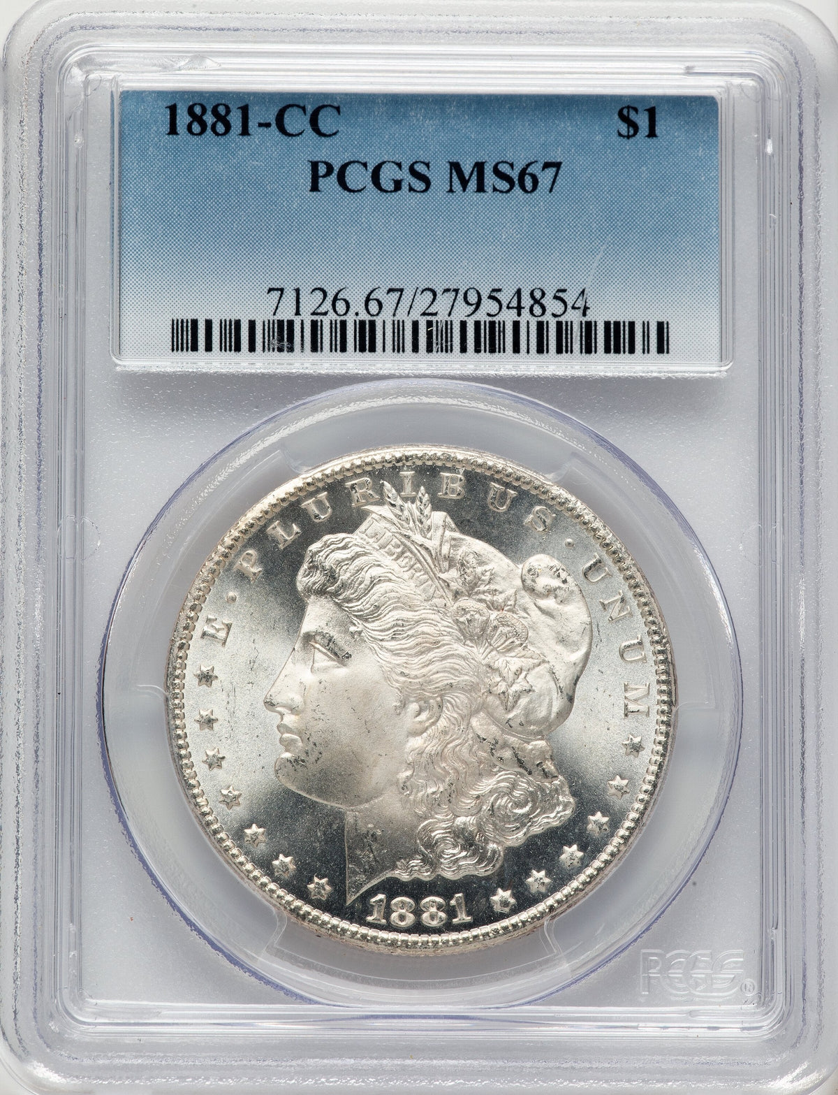 1881-CC Morgan Dollar PCGS MS67