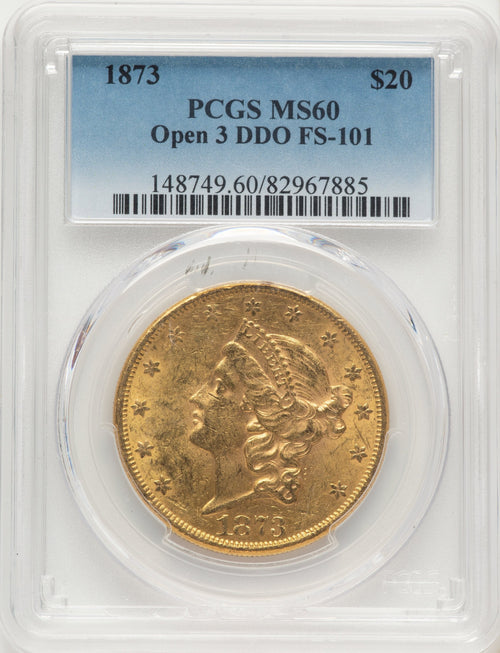 1873 $20 FS-101 Liberty Double Eagle PCGS MS60