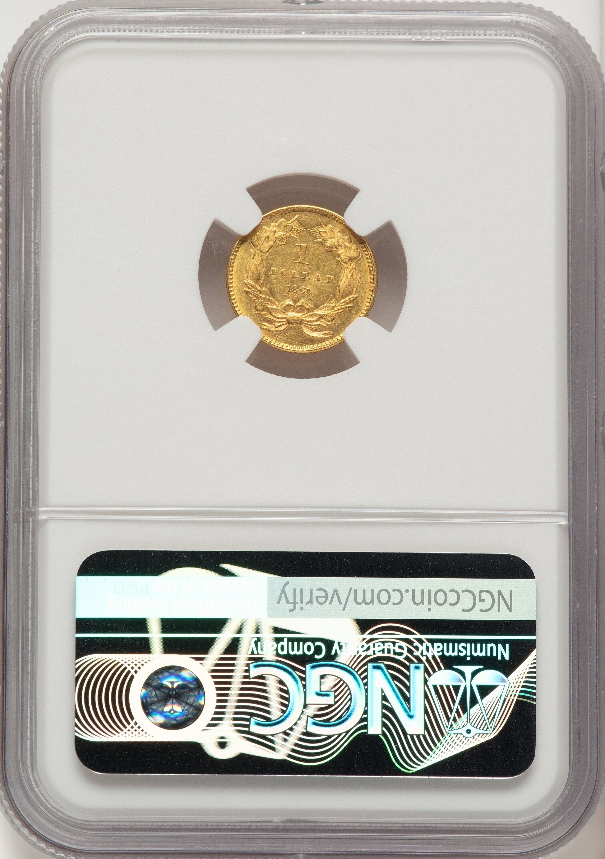 1861 G$1 Gold Dollar NGC MS62