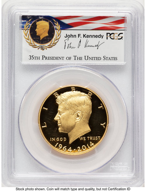 2014-W 50C Gold JFK 50th Anniversary FS JFK Flag Proof Kennedy Half Dollar PCGS PR70