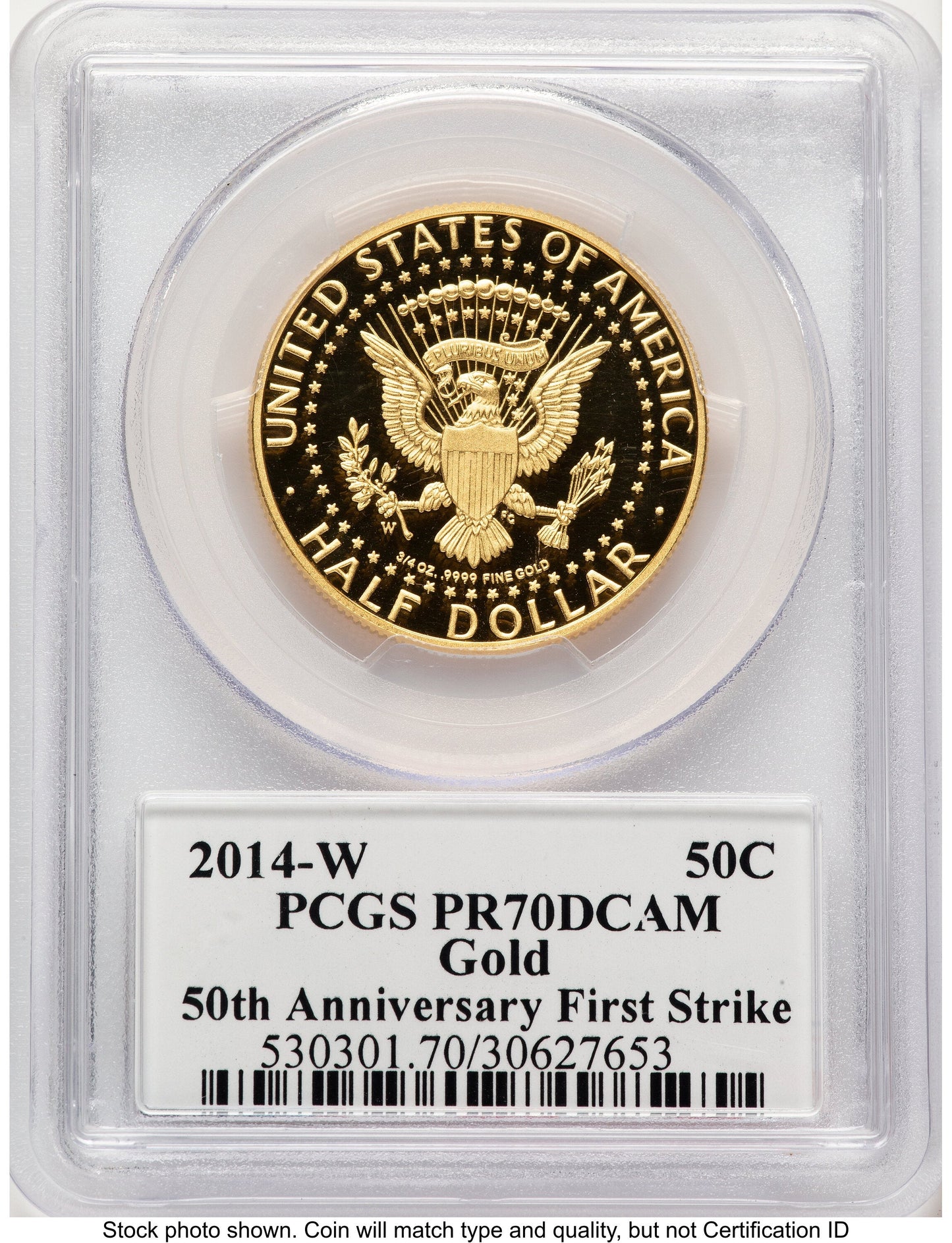 2014-W 50C Gold JFK 50th Anniversary FS JFK Flag Proof Kennedy Half Dollar PCGS PR70