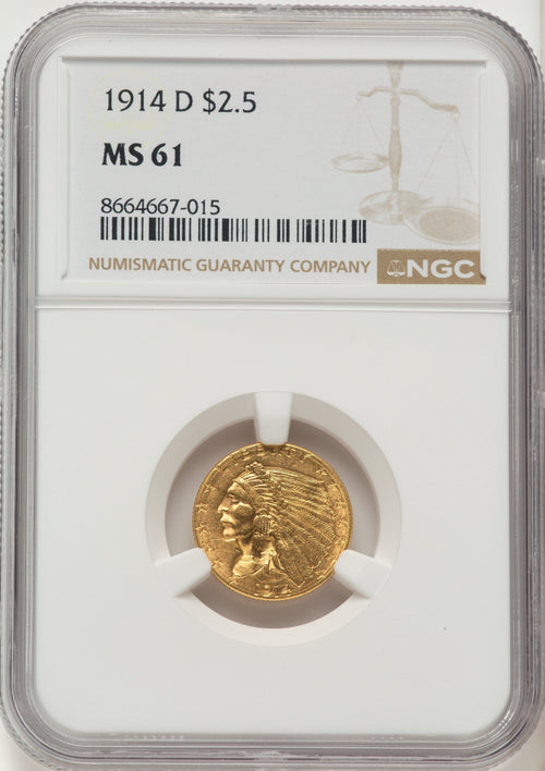 1914-D $2.50 Indian Quarter Eagle NGC MS61
