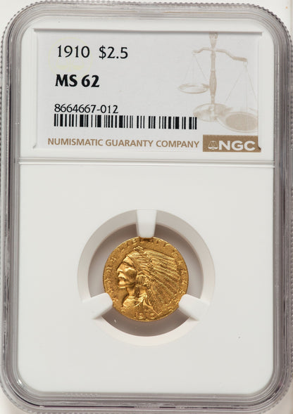 1910 $2.50 Indian Quarter Eagle NGC MS62