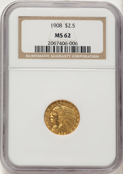 1908 $2.50 Indian Quarter Eagle NGC MS62