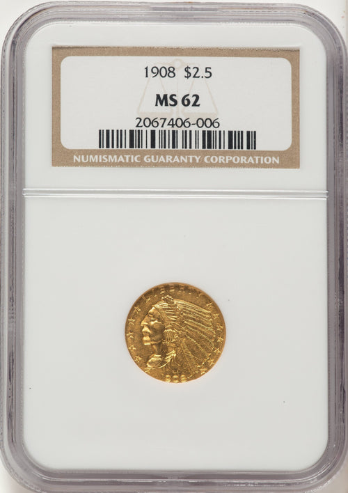1908 $2.50 Indian Quarter Eagle NGC MS62