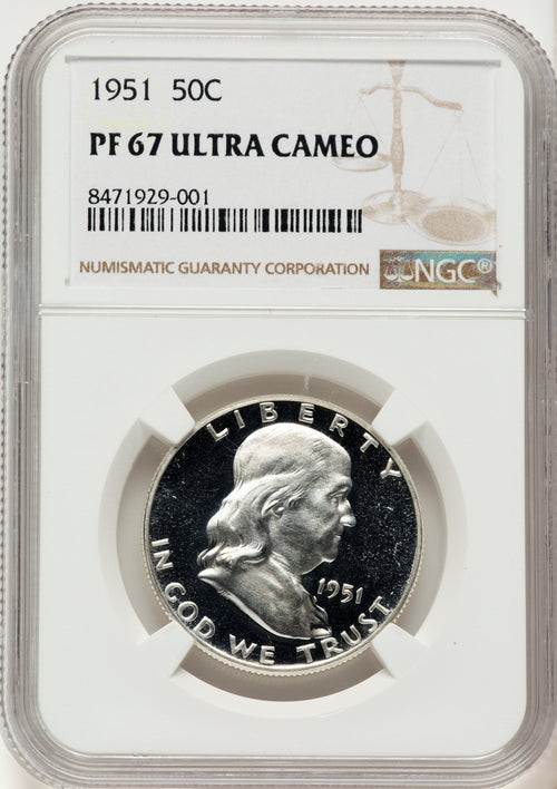 1951 50C Proof Franklin Half Dollar NGC PR67