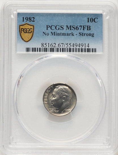 1982 10C NO P FB Roosevelt Dime PCGS MS67