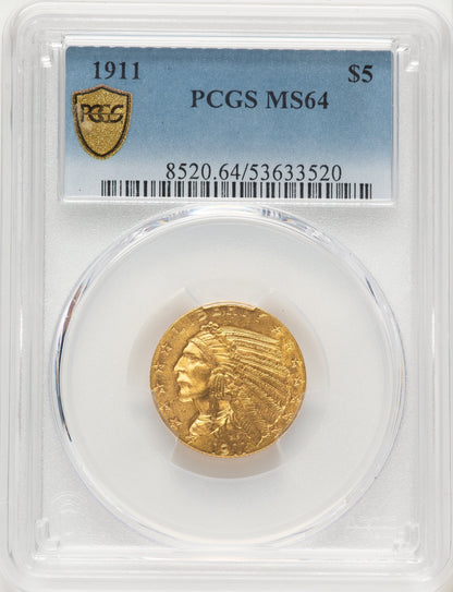 1911 $5 Indian Half Eagle PCGS MS64