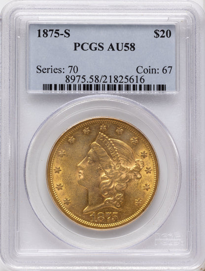 1875-S $20 Liberty Double Eagle PCGS AU58