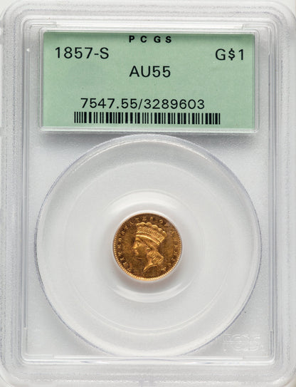 1857-S G$1 Gold Dollar PCGS AU55