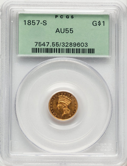 1857-S G$1 Gold Dollar PCGS AU55