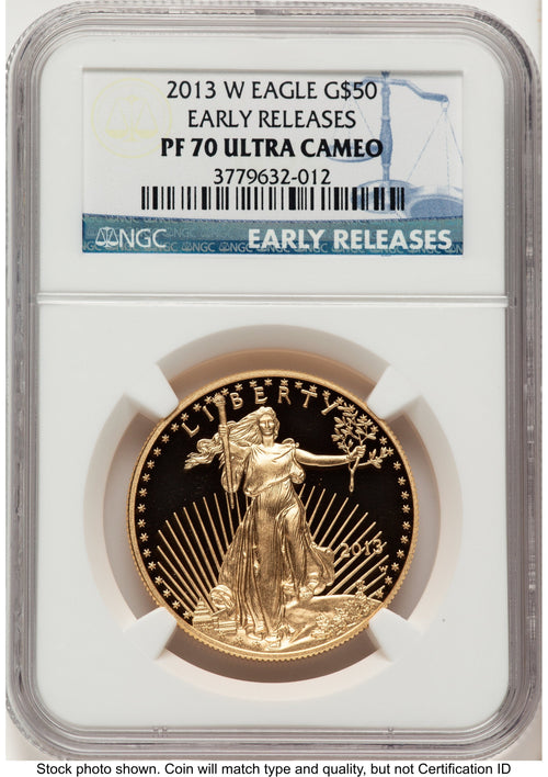 2013-W Proof Gold Eagle 1 oz ER Blue NGC PF70