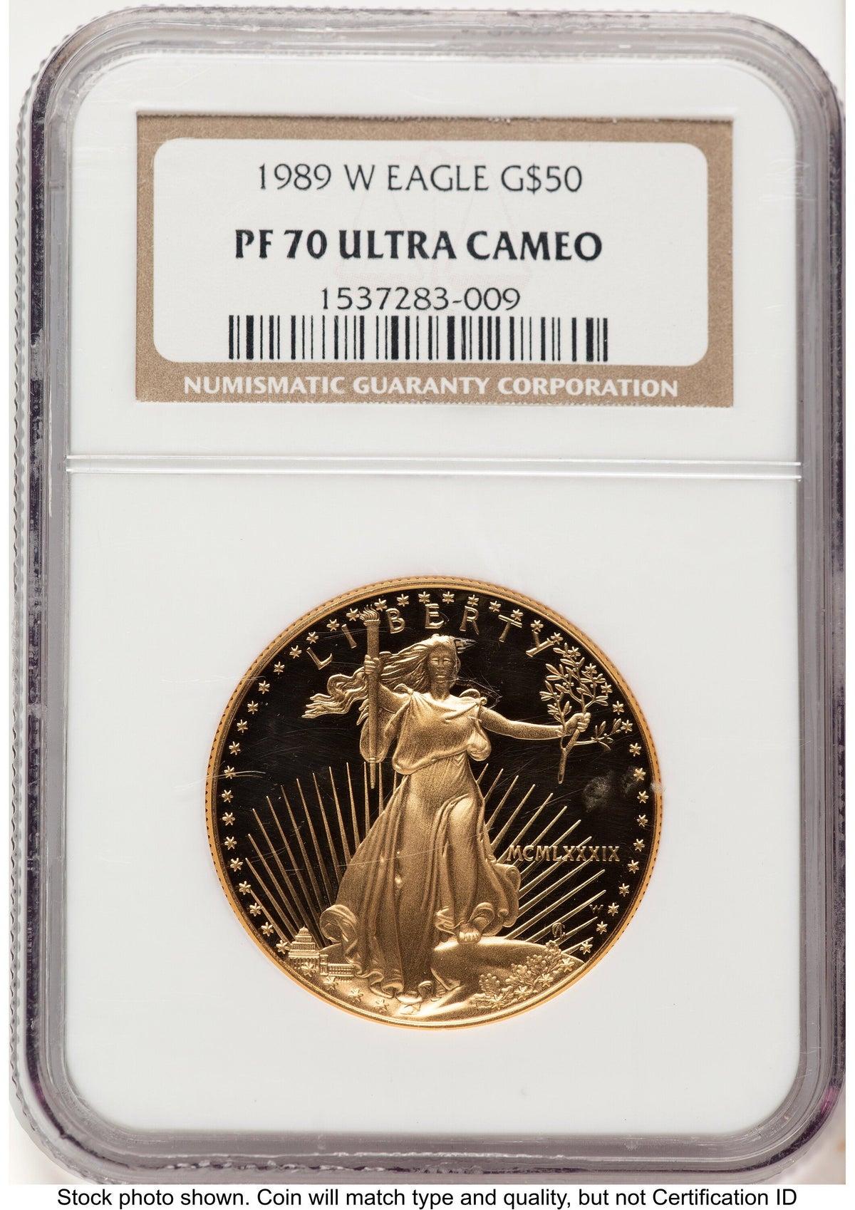 1989-W Proof Gold Eagle 1 oz Brown Label NGC PF70