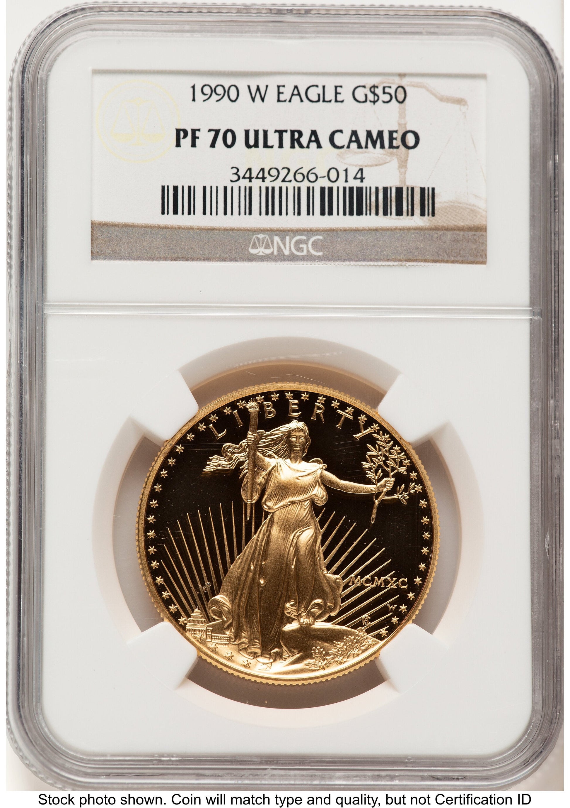 1990-W Proof Gold Eagle 1 oz Brown Label NGC PF70
