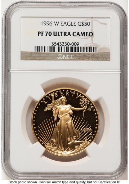 1996-W Proof Gold Eagle 1 oz Brown Label NGC PF70