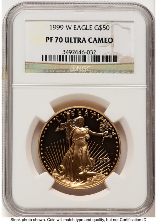 1999-W Proof Gold Eagle 1 oz Brown Label NGC PF70
