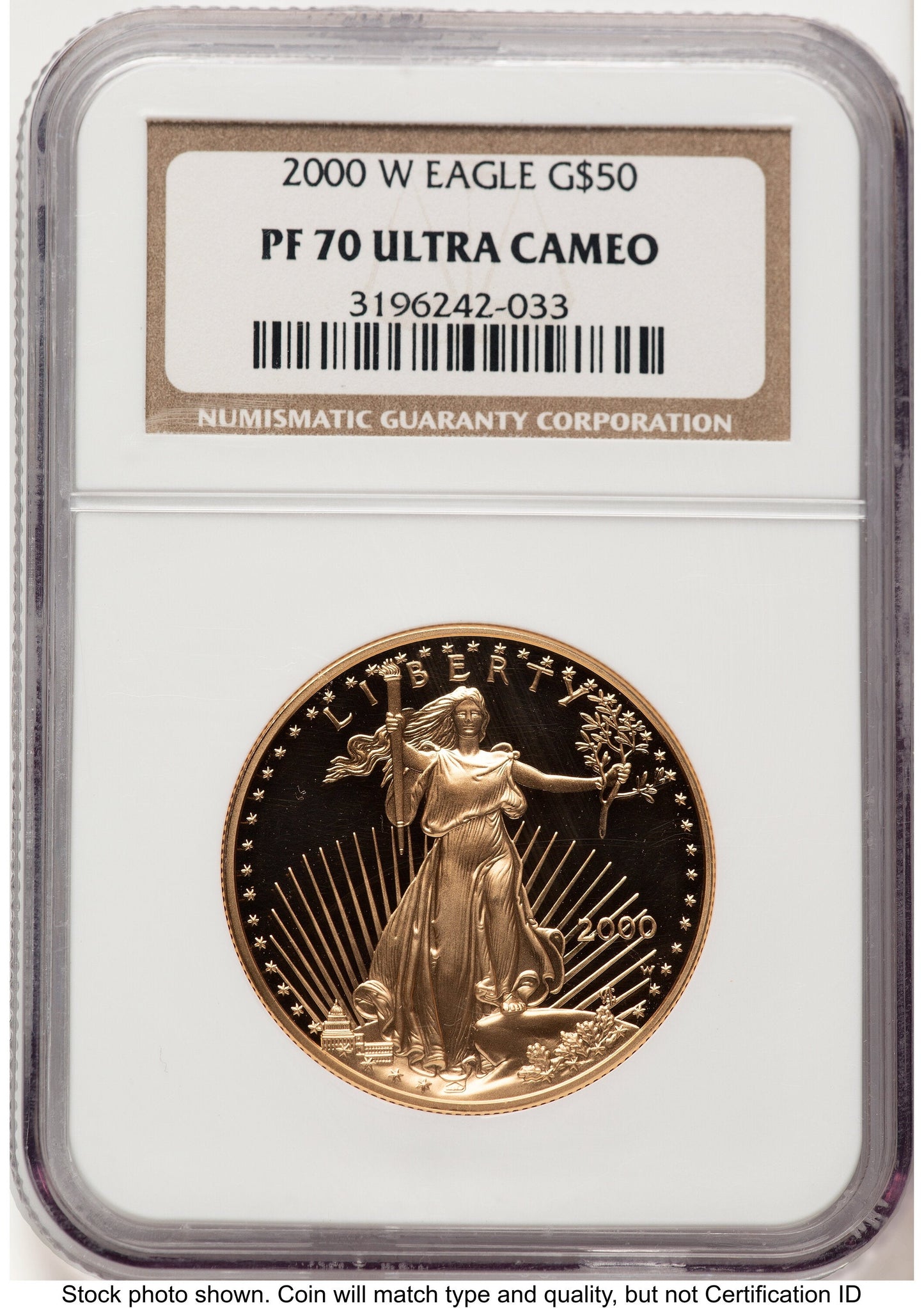 2000-W Proof Gold Eagle 1 oz Brown Label NGC PF70