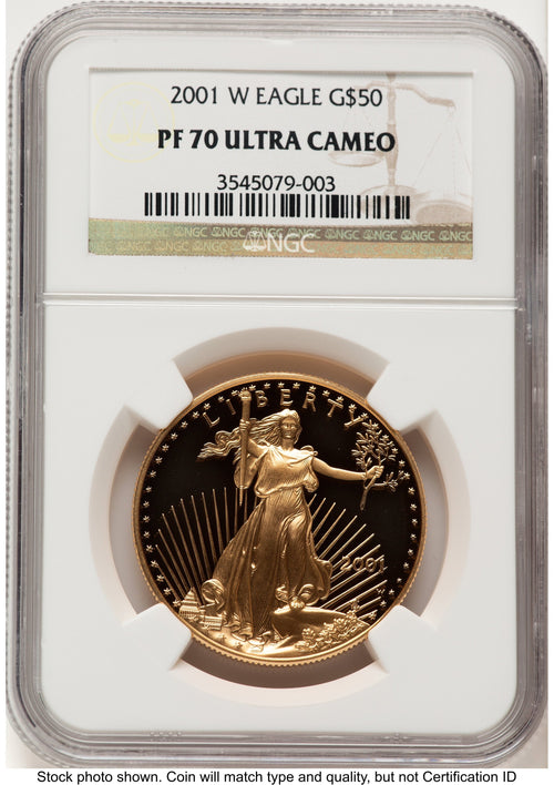 2001-W Proof Gold Eagle 1 oz Brown Label NGC PF70