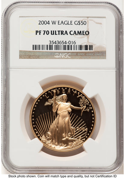 2004-W Proof Gold Eagle 1 oz Brown Label NGC PF70