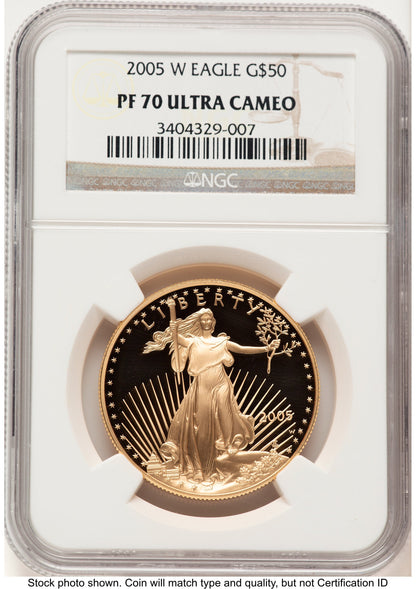 2005-W Proof Gold Eagle 1 oz Brown Label NGC PF70