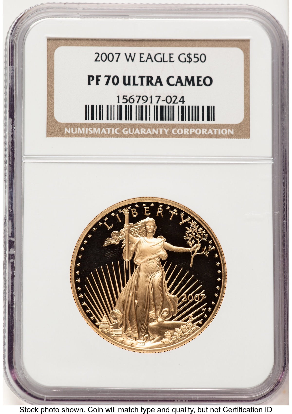 2007-W Proof Gold Eagle 1 oz Brown Label NGC PF70