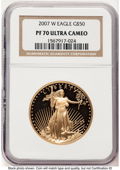 2007-W Proof Gold Eagle 1 oz Brown Label NGC PF70