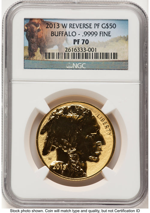 2013-W Reverse Proof Gold Buffalo 1 oz Bison Label NGC PF70