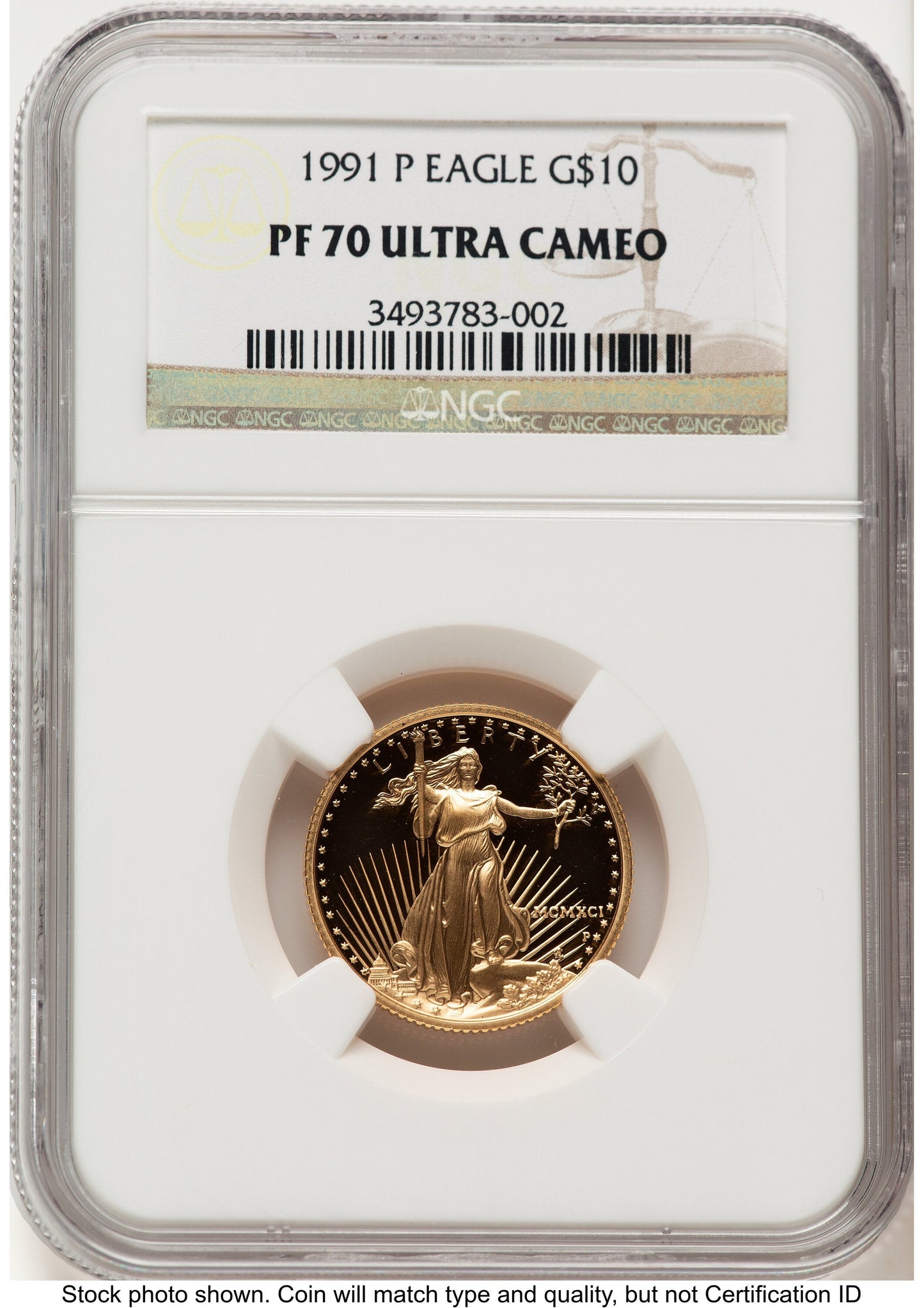 1991-P Proof Gold Eagle 1/4 oz Brown Label NGC PF70