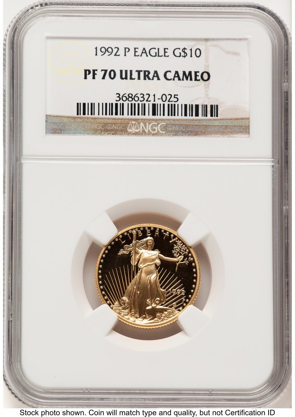 1992-P Proof Gold Eagle 1/4 oz Brown Label NGC PF70
