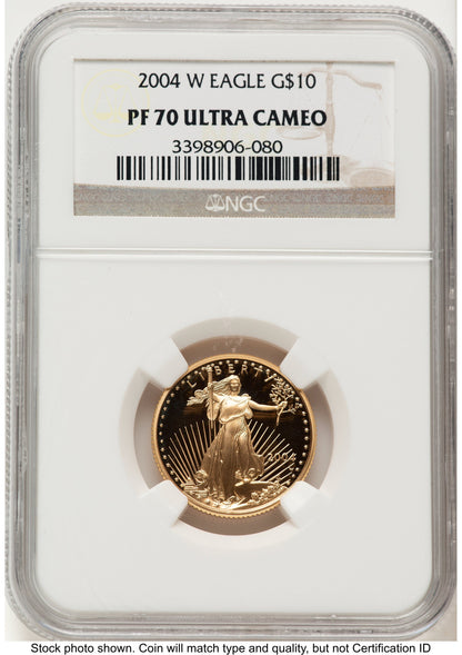 2004-W Proof Gold Eagle 1/4 oz Brown Label NGC PF70