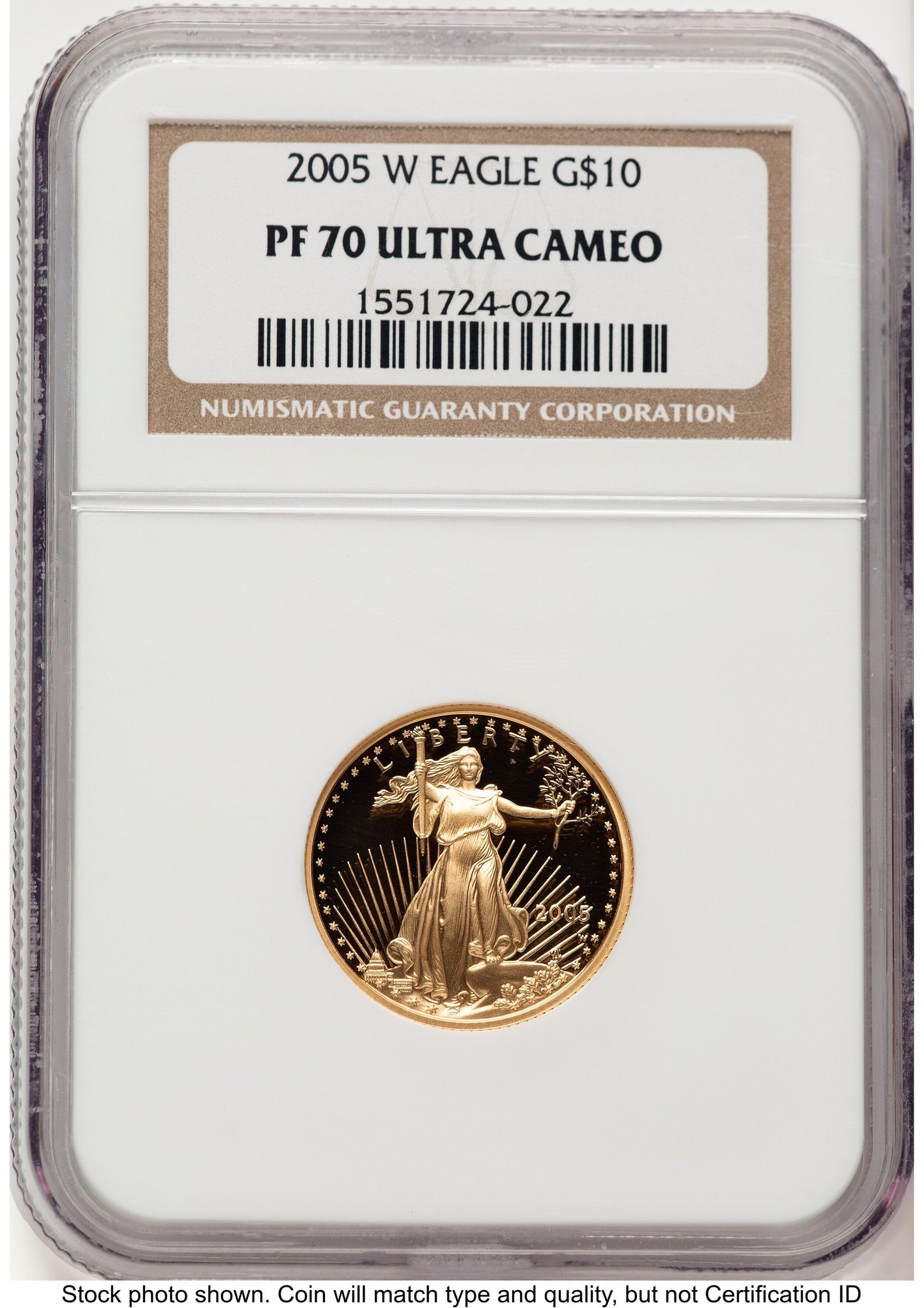 2005-W Proof Gold Eagle 1/4 oz Brown Label NGC PF70