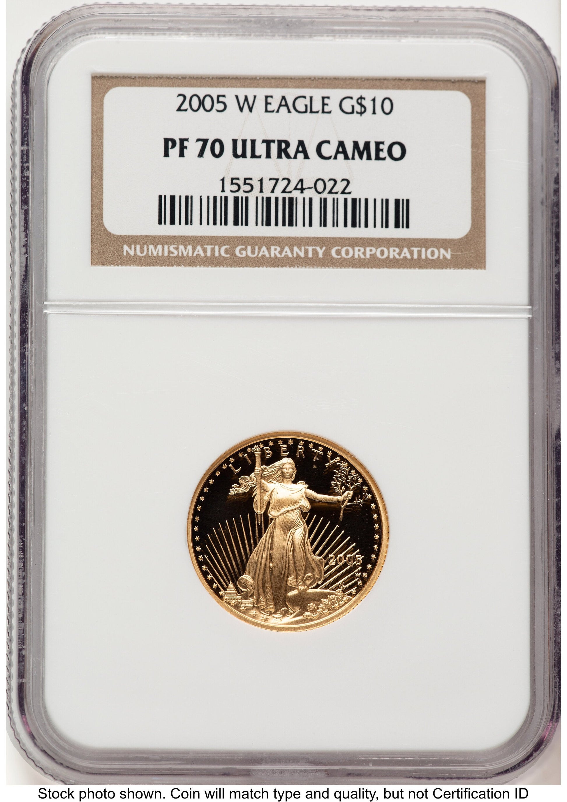 2005-W Proof Gold Eagle 1/4 oz Brown Label NGC PF70
