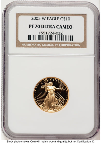 2005-W Proof Gold Eagle 1/4 oz Brown Label NGC PF70