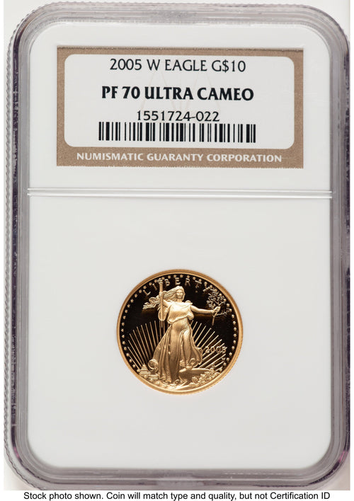 2005-W Proof Gold Eagle 1/4 oz Brown Label NGC PF70