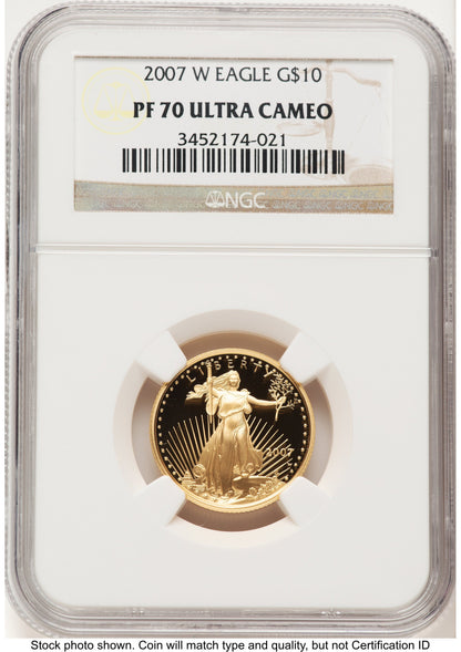 2007-W Proof Gold Eagle 1/4 oz Brown Label NGC PF70