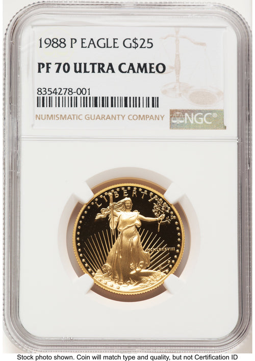 1988-P Proof Gold Eagle 1/2 oz Brown Label NGC PF70