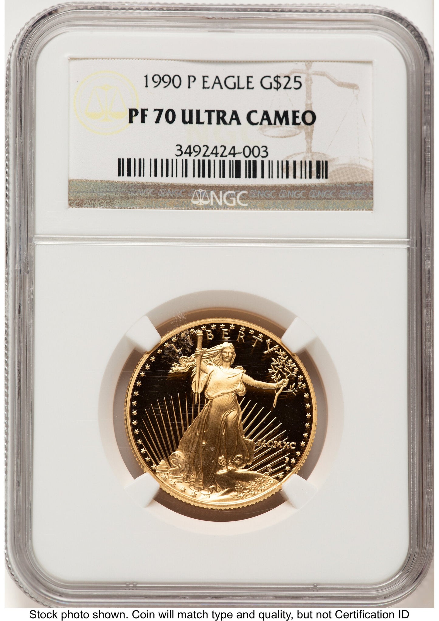 1990-P Proof Gold Eagle 1/2 oz Brown Label NGC PF70