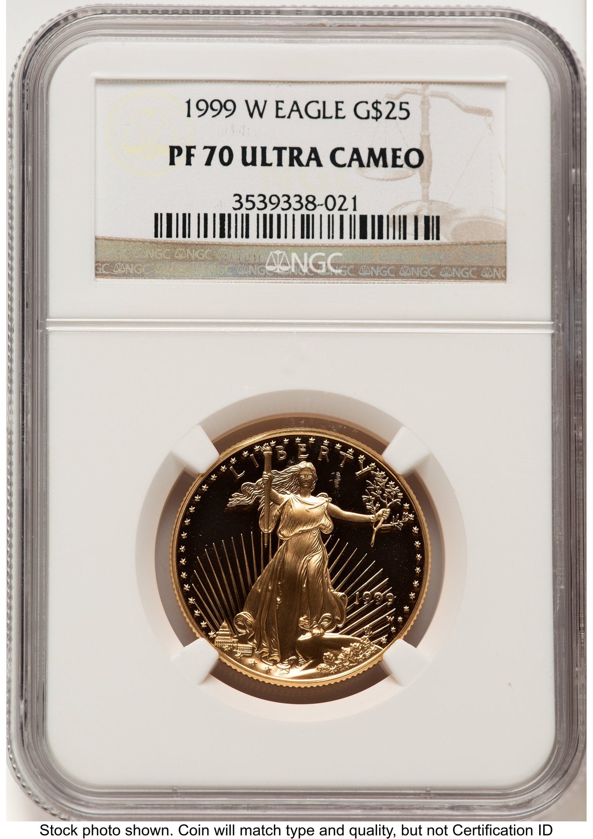 1999-W Proof Gold Eagle 1/2 oz Brown Label NGC PF70