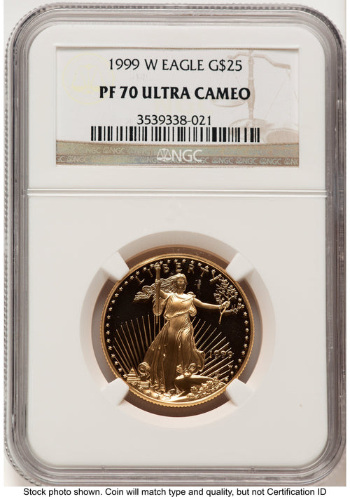1999-W Proof Gold Eagle 1/2 oz Brown Label NGC PF70